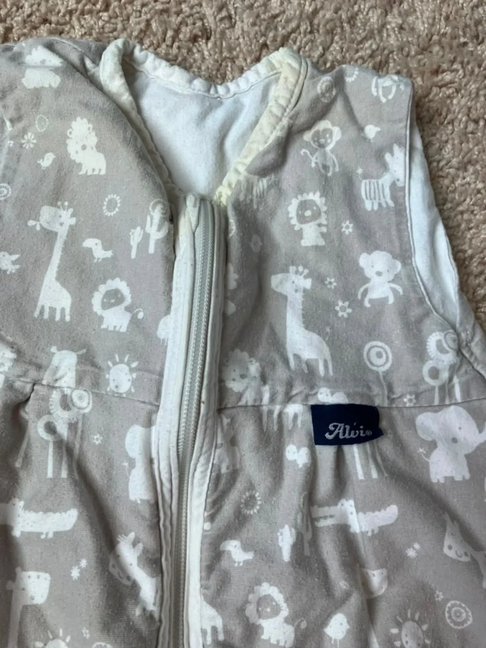 Alvi Summer Cotton Beige Animal Print Sleep Sack - Neutral Safari Design